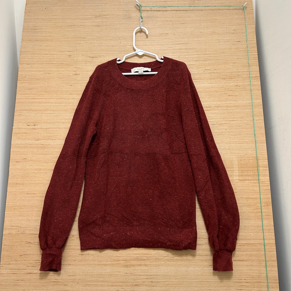 LOFT Womens XS Burgundy Confetti Fleck Knit Crewneck Pullover Sweater Red 5633